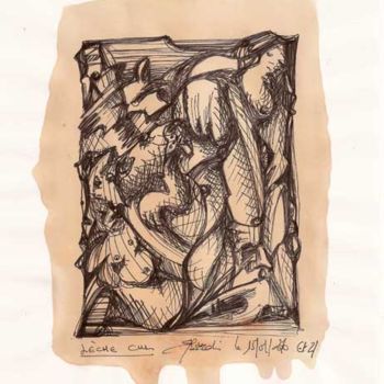 Dessin intitulée "LECHE-CUL 30x21" par Virgile Bernardi, Œuvre d'art originale, Autre