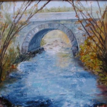 Peinture intitulée "petit pont sur le t…" par Bernard Sabot, Œuvre d'art originale