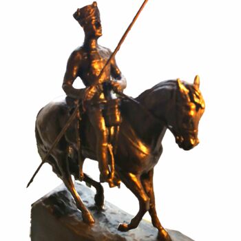 Sculpture titled "Husar zu Pferd" by Bernd Nordt, Original Artwork, Bronze