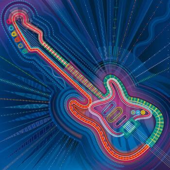 Artes digitais intitulada "E-Guitar" por Bernd Wachtmeister, Obras de arte originais, Trabalho Digital 2D