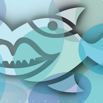 Arte digitale intitolato "Vicious Fish | Böse…" da Bernd Wachtmeister, Opera d'arte originale, Pittura digitale
