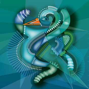 Digitale Kunst getiteld "Bluebird" door Bernd Wachtmeister, Origineel Kunstwerk, Digitaal Schilderwerk