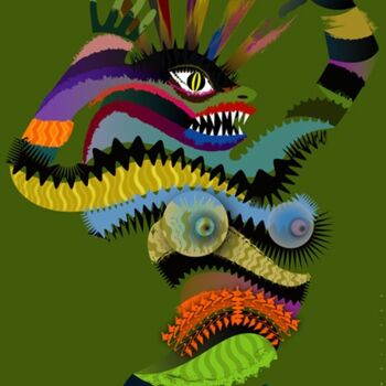 数字艺术 标题为“Waved Monster” 由Bernd Wachtmeister, 原创艺术品, 数字油画