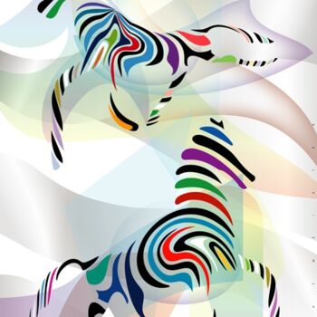 Цифровое искусство под названием "Vector Zebras" - Bernd Wachtmeister, Подлинное произведение искусства, Цифровая живопись