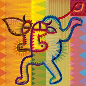 Digitale Kunst mit dem Titel "Color Spike Cow | F…" von Bernd Wachtmeister, Original-Kunstwerk, Digitale Malerei