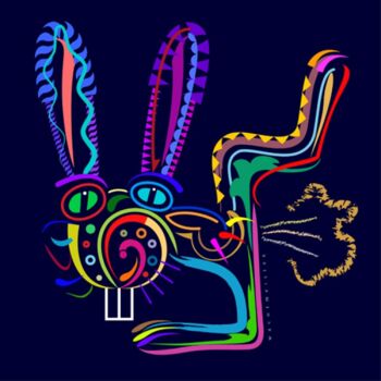 Digitale Kunst getiteld "Fearful Rabbit" door Bernd Wachtmeister, Origineel Kunstwerk, Digitaal Schilderwerk