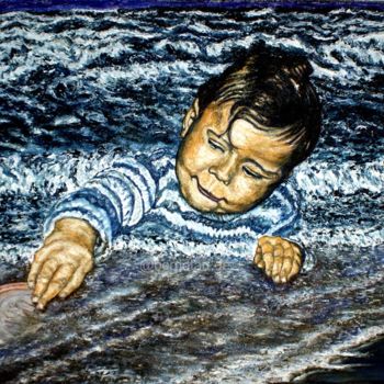 Schilderij getiteld "Little Neptune" door Berndt Boje´, Origineel Kunstwerk, Olie