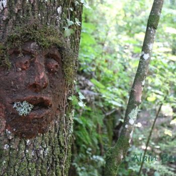 Sculpture intitulée "Visage d'arbre 1" par Alain Bernegger, Œuvre d'art originale, Argile