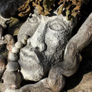 Sculpture intitulée "Visage en pierre" par Alain Bernegger, Œuvre d'art originale