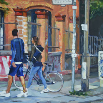 Pittura intitolato "Paar mit Fahrrad" da Bernhard Berger, Opera d'arte originale, Acrilico