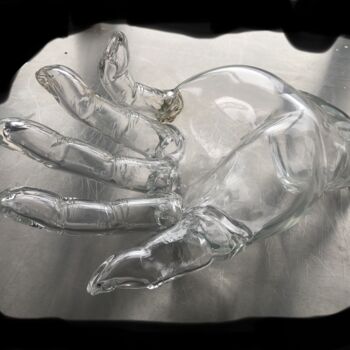 Sculpture titled "Achims…hand" by Bernie Spielmann, Original Artwork, Glass