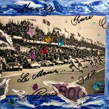Collagen mit dem Titel "Le Mans…race" von Bernie Spielmann, Original-Kunstwerk, Acryl