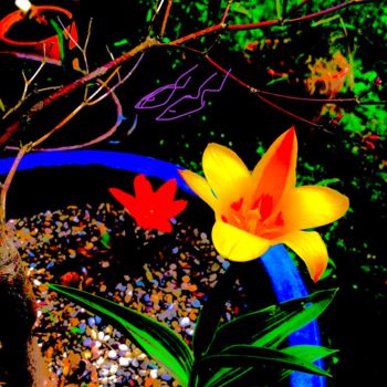 Collages intitulée "Frühling im Garten…" par Bernie Spielmann, Œuvre d'art originale, Acrylique