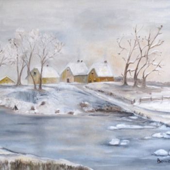 Painting titled "Sous la neige" by Bernie38, Original Artwork
