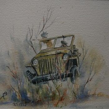Painting titled "la vieille jeep" by Bernadette Maréchal, Original Artwork
