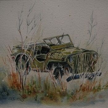 Peinture intitulée "vieille jeep" par Bernadette Maréchal, Œuvre d'art originale