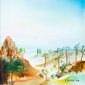 Malerei mit dem Titel "Toscana 1998" von Bernard Jageneau, Original-Kunstwerk, Öl