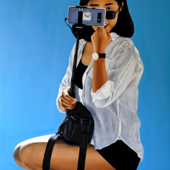 Schilderij getiteld "Selfie" door Bert Coppens, Origineel Kunstwerk, Acryl