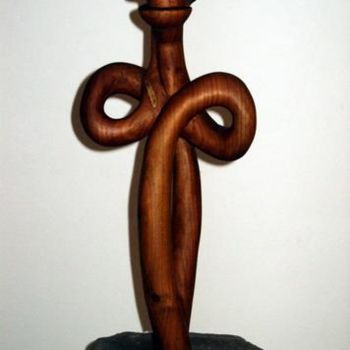 Skulptur mit dem Titel "Cavalier" von Bertalan, Original-Kunstwerk, Holz