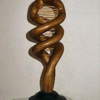 Escultura intitulada "Double Spiral" por Bertalan, Obras de arte originais, Madeira