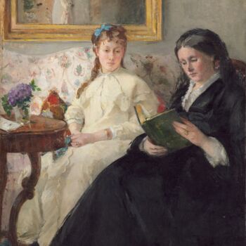 Peinture intitulée "La Mère et la soeur…" par Berthe Morisot, Œuvre d'art originale, Huile