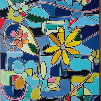 Painting titled "sixties" by Berthe Rosso, Original Artwork, Acrylic