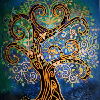 Peinture intitulée "arbre de vie" par Berthe Rosso, Œuvre d'art originale, Acrylique