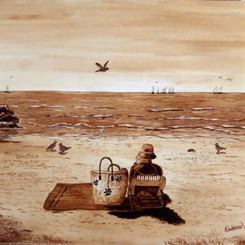 Peinture intitulée "la plage" par Berthe Rosso, Œuvre d'art originale, Autre