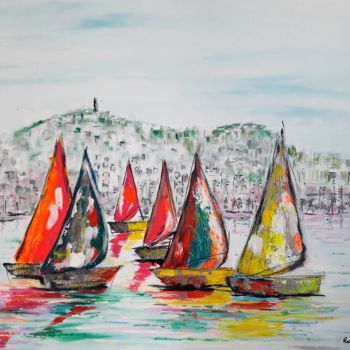 Schilderij getiteld "les voiles" door Berthe Rosso, Origineel Kunstwerk, Acryl