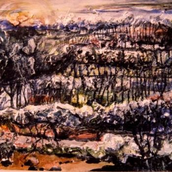 Painting titled "Landschaft mit hell…" by Berthold Maier, Original Artwork
