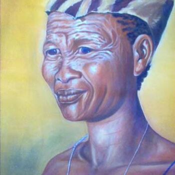 Malarstwo zatytułowany „bushman woman” autorstwa Berthold Moyo, Oryginalna praca, Olej
