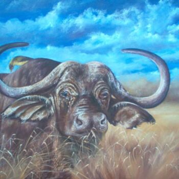 绘画 标题为“cape buffalo bull” 由Berthold Moyo, 原创艺术品, 油