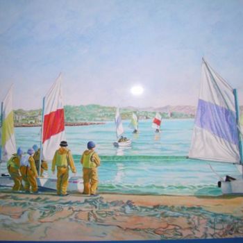 Pintura intitulada "jeux d'eau" por Berthoumieux, Obras de arte originais, Guache