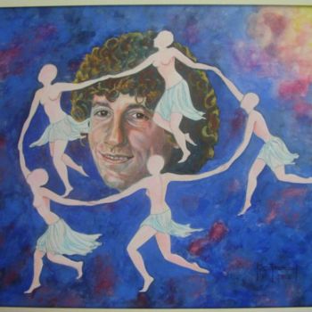 Painting titled "Alain Souchon:" by Berthoumieux, Original Artwork, Oil