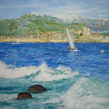 Painting titled "La grande bleue" by Berthoumieux, Original Artwork, Oil