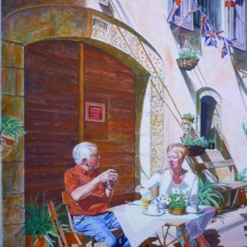 Painting titled ""Tea for two"" by Berthoumieux, Original Artwork, Oil