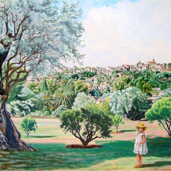 Peinture intitulée "le jardin de Renoir…" par Berthoumieux, Œuvre d'art originale, Huile