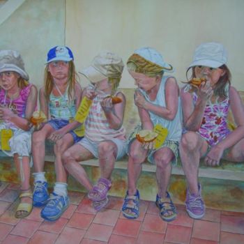 Painting titled "le goûter" by Berthoumieux, Original Artwork, Oil