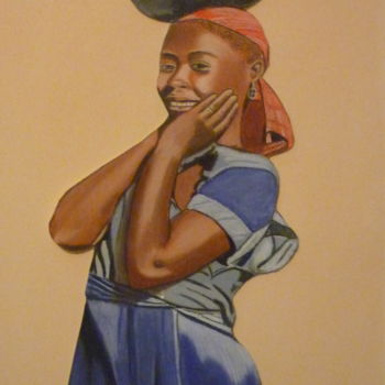 Рисунок под названием "africaine" - Bertrand Lhermenier, Подлинное произведение искусства, Пастель