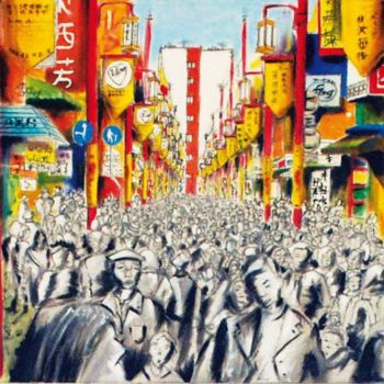 Painting titled "chinatown" by Bertrand Alary, Original Artwork, Oil