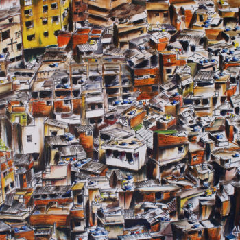 Malerei mit dem Titel "Favelas" von Bertrand Alary, Original-Kunstwerk, Öl