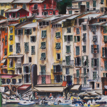 Malerei mit dem Titel "Cinque Terre" von Bertrand Alary, Original-Kunstwerk, Öl