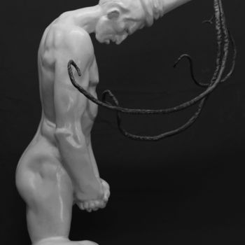 Sculptuur getiteld "Drie krullen ( Troi…" door Bertrand Catteuw, Origineel Kunstwerk, Gips