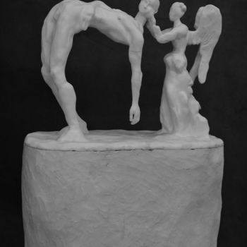 Sculpture titled "Laisse-moi tomber" by Bertrand Catteuw, Original Artwork, Polymer clay