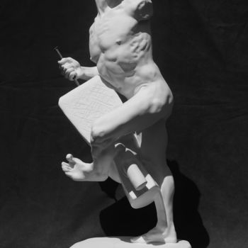 「l' Homme qui tire l…」というタイトルの彫刻 Bertrand Catteuwによって, オリジナルのアートワーク, キャスティング