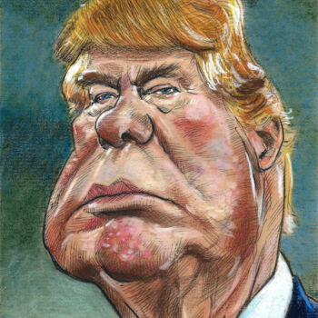 Drawing titled "Donald Trump" by Bertrand Daullé, Original Artwork, Conté