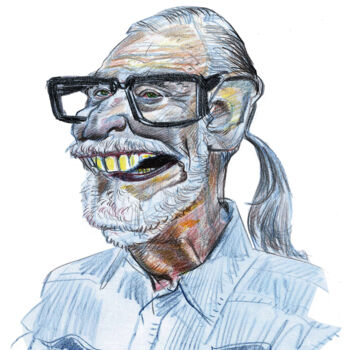 「George Romero」というタイトルの描画 Bertrand Daulléによって, オリジナルのアートワーク, コンテ