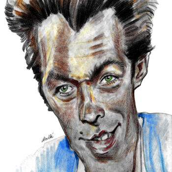 Drawing titled "Clint Eastwood jeune" by Bertrand Daullé, Original Artwork, Pastel