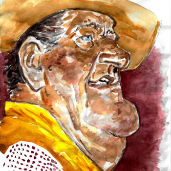 绘画 标题为“John Wayne” 由Bertrand Daullé, 原创艺术品, 水彩