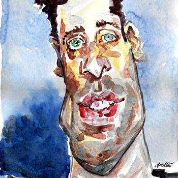 Pintura titulada "Sam Altman" por Bertrand Daullé, Obra de arte original, Acuarela